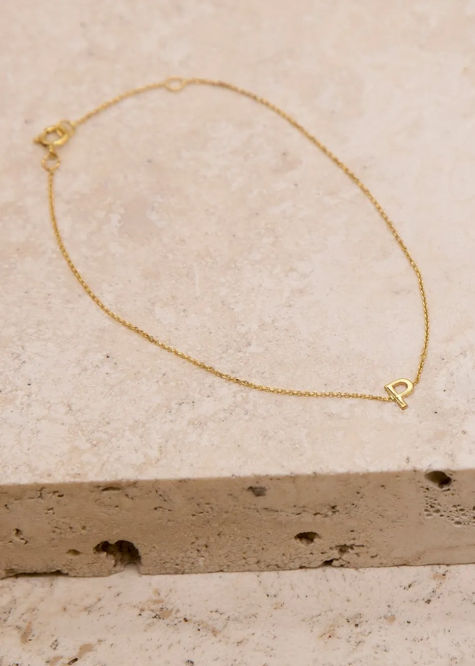 Golden Moments 9ct Yellow Gold Mini 'H' Initial Bracelet