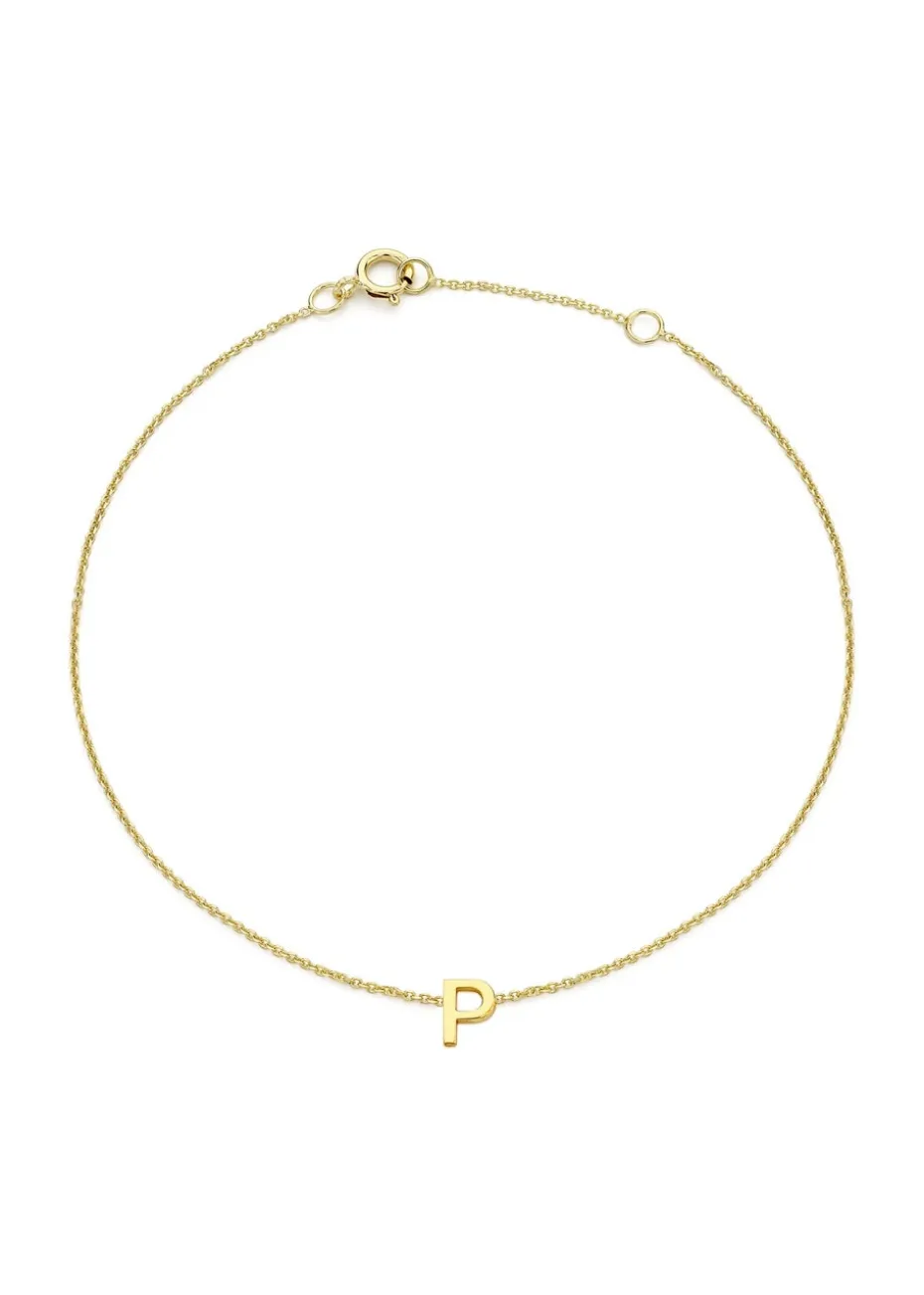 Golden Moments 9ct Yellow Gold Mini 'H' Initial Bracelet