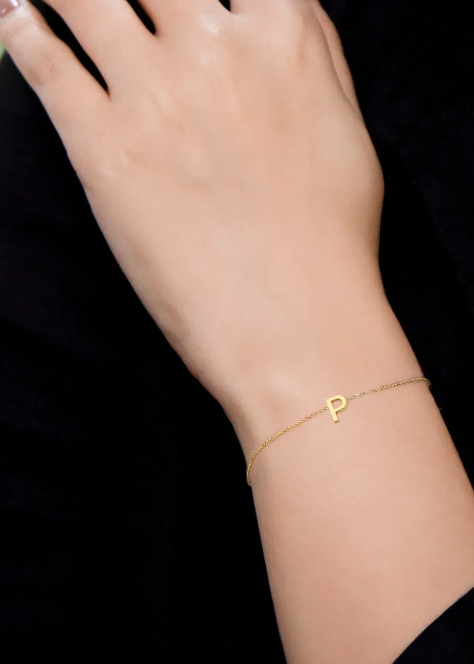 Golden Moments 9ct Yellow Gold Mini 'H' Initial Bracelet