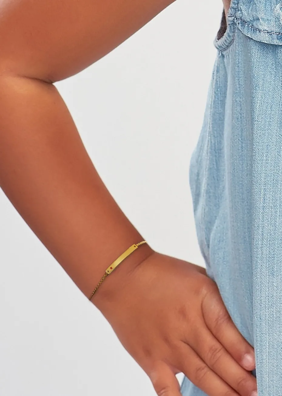 Golden Moments Gold Plated ID Bar January Birthstone CZ Bracelet