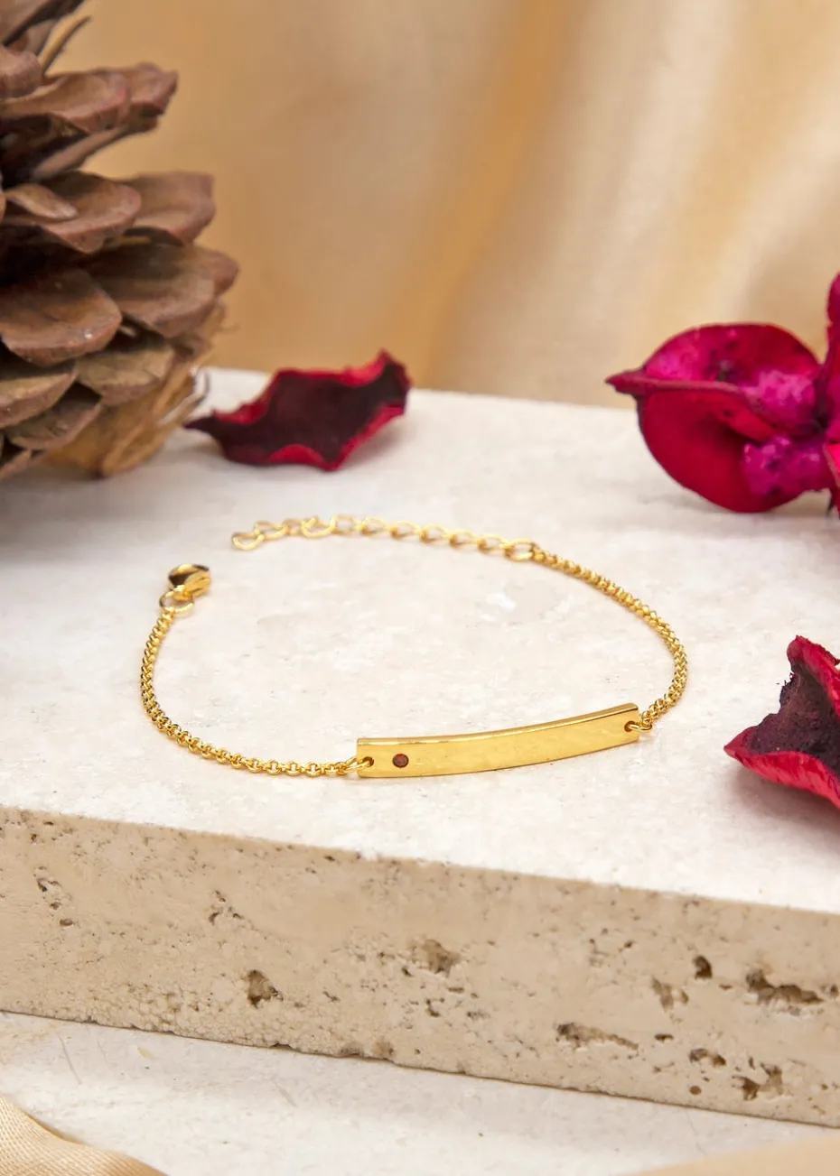 Golden Moments Gold Plated ID Bar January Birthstone CZ Bracelet