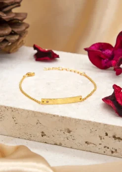 Golden Moments Gold Plated ID Bar October Birthstone CZ Bracelet