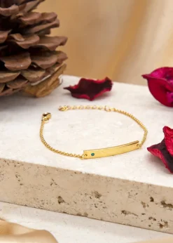 Golden Moments Gold Plated ID Bar December Birthstone CZ Bracelet