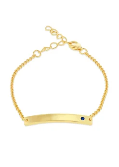 Golden Moments Gold Plated ID Bar September Birthstone CZ Bracelet
