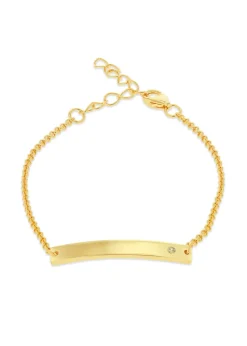Golden Moments Gold Plated ID Bar August Birthstone CZ Bracelet