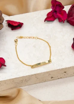 Golden Moments Gold Plated ID Bar August Birthstone CZ Bracelet