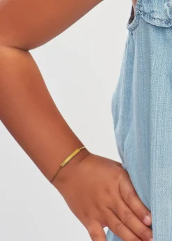 Golden Moments Gold Plated ID Bar February Birthstone CZ Bracelet