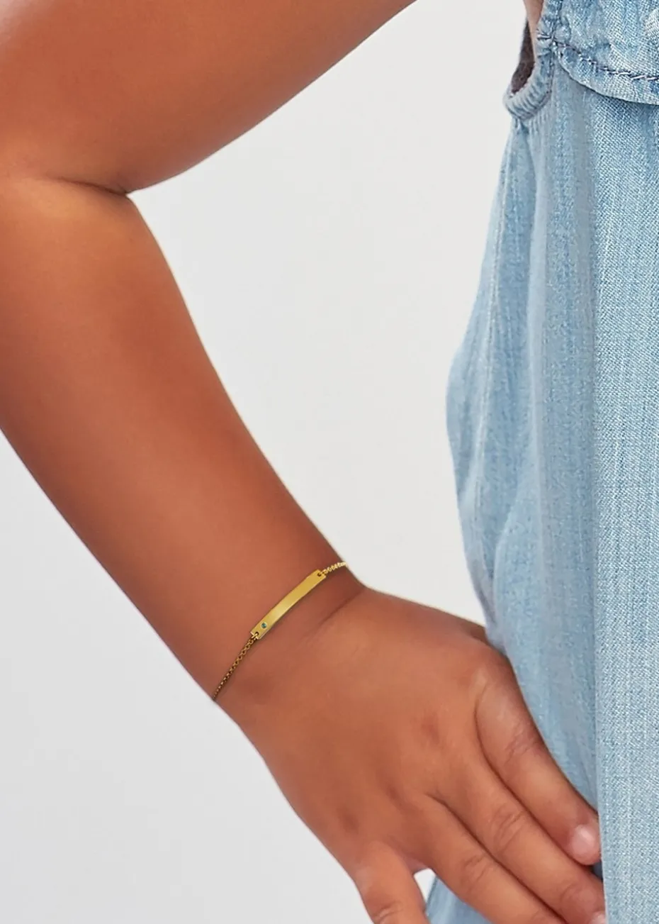 Golden Moments Gold Plated ID Bar May Birthstone CZ Bracelet