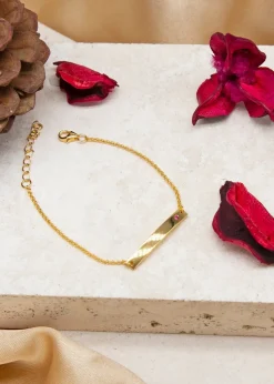 Golden Moments Gold Plated ID Bar July Birthstone CZ Bracelet