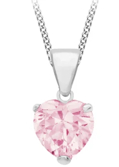 Golden Moments Pink CZ Heart Necklace