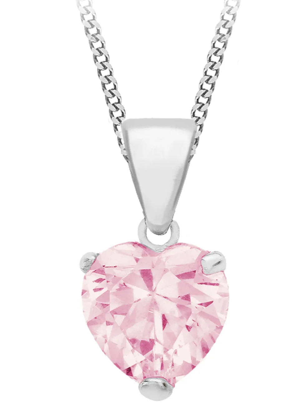 Golden Moments Pink CZ Heart Necklace