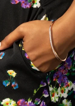 Golden Moments Rose Gold Plated CZ Twisted-Band Bangle