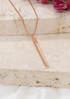 Golden Moments Rose Gold Plated Vertical Bar Necklace