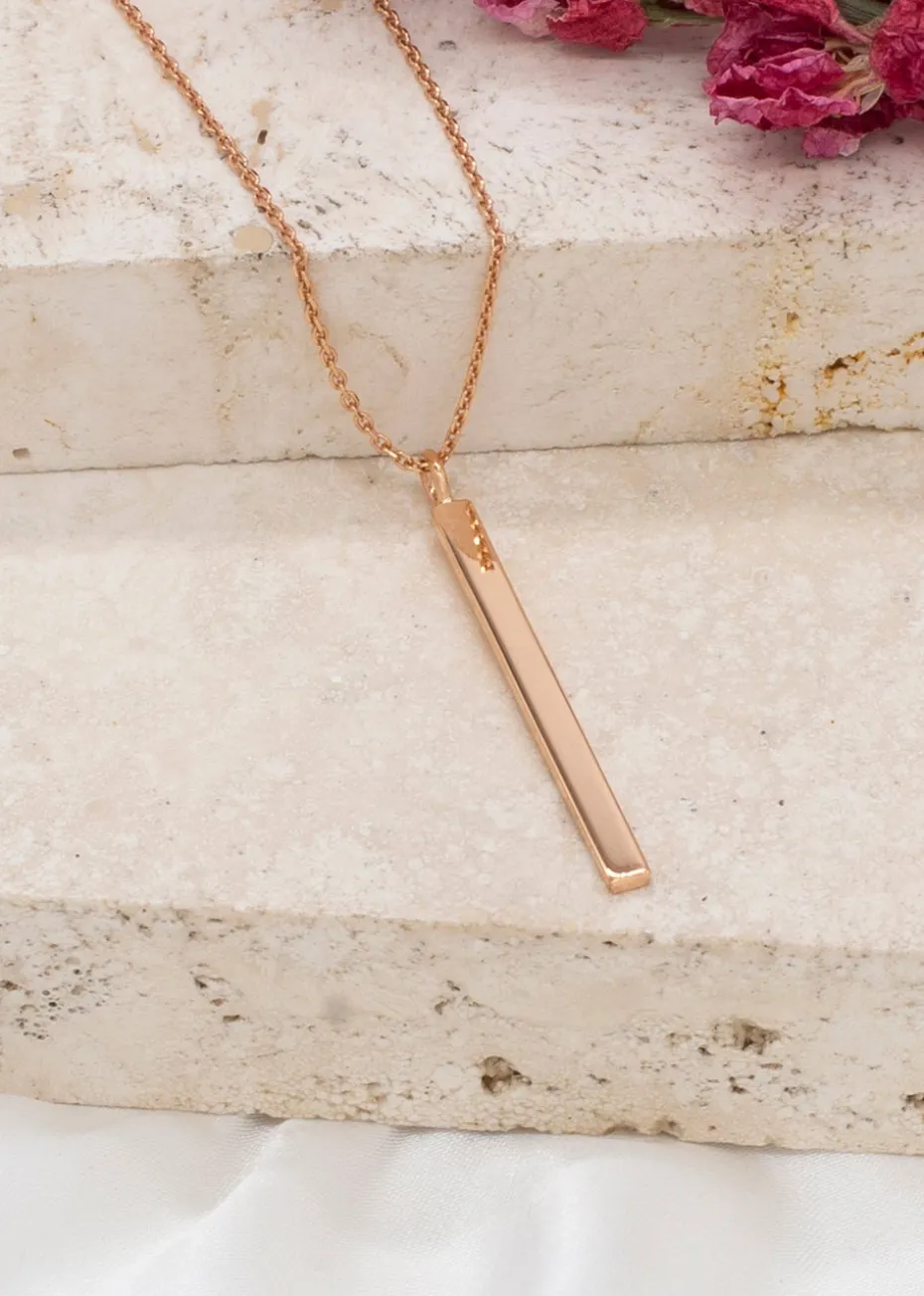 Golden Moments Rose Gold Plated Vertical Bar Necklace
