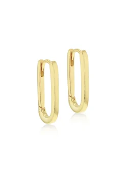 Golden Moments Sterling Silver Yellow Gold Plated Rectangular Hoop Creole Earrings