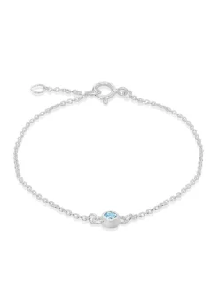 Golden Moments Sterling Silver CZ March Birthstone Bracelet