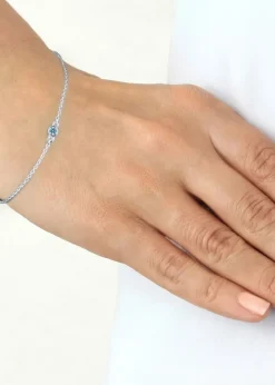 Golden Moments Sterling Silver CZ March Birthstone Bracelet