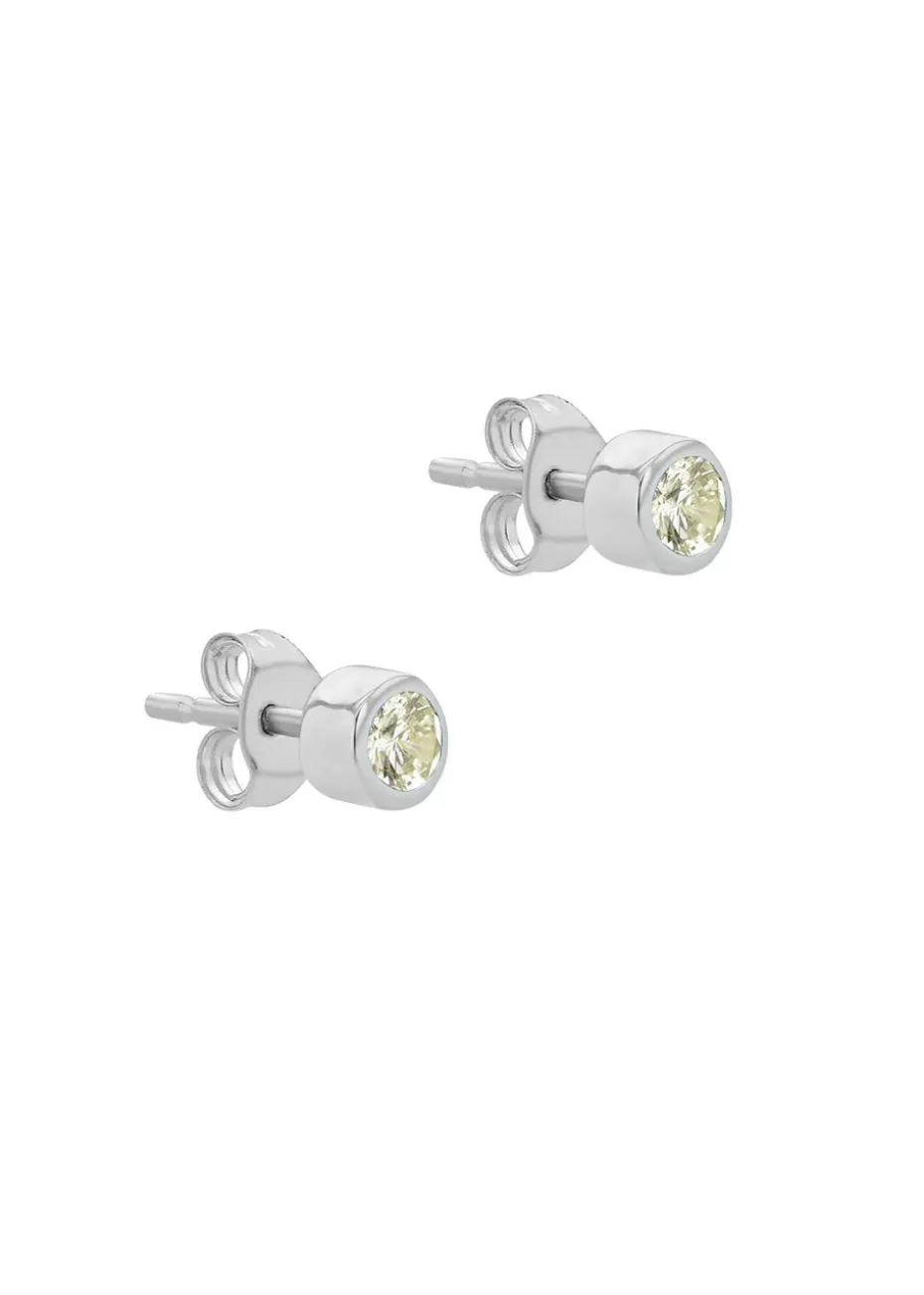 Golden Moments Sterling Silver CZ August Birthstone Stud Earrings
