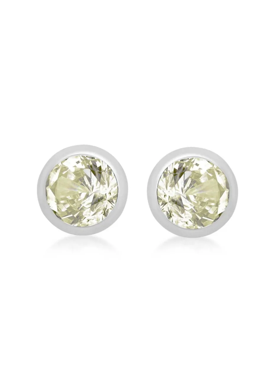 Golden Moments Sterling Silver CZ August Birthstone Stud Earrings