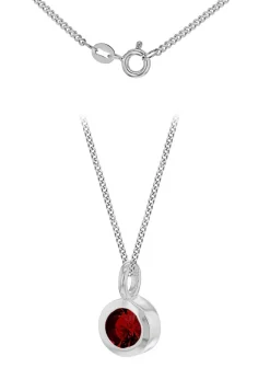 Golden Moments Sterling Silver CZ January Birthstone Necklace