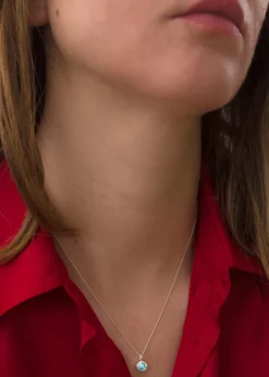 Golden Moments Sterling Silver CZ March Birthstone Necklace