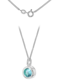 Golden Moments Sterling Silver CZ March Birthstone Necklace