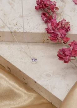 Golden Moments Sterling Silver CZ June Birthstone Necklace