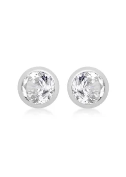Golden Moments Sterling Silver CZ April Birthstone Stud Earrings