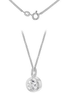 Golden Moments Sterling Silver CZ April Birthstone Necklace