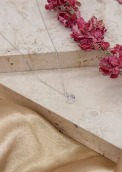 Golden Moments Sterling Silver CZ April Birthstone Necklace