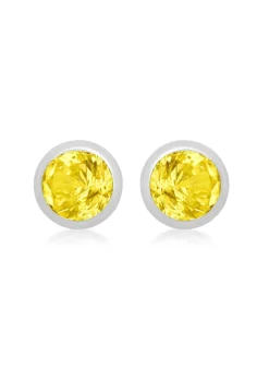 Golden Moments Sterling Silver CZ November Birthstone Stud Earrings