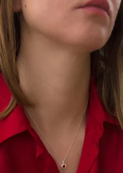 Golden Moments Sterling Silver CZ  July Birthstone Necklace