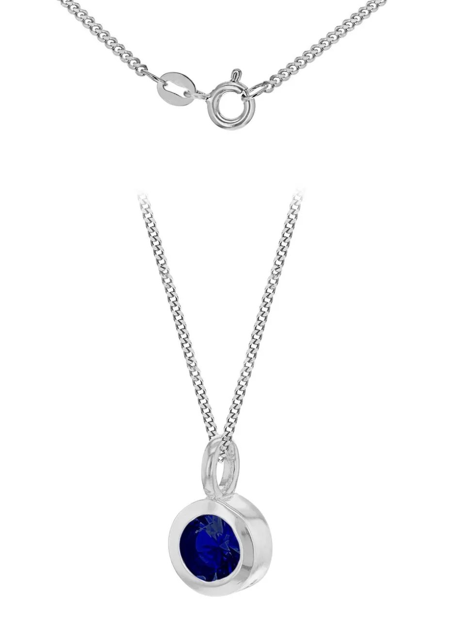 Golden Moments Sterling Silver CZ September Birthstone Necklace