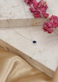 Golden Moments Sterling Silver CZ  September Birthstone Necklace