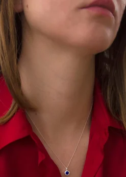 Golden Moments Sterling Silver CZ September Birthstone Necklace