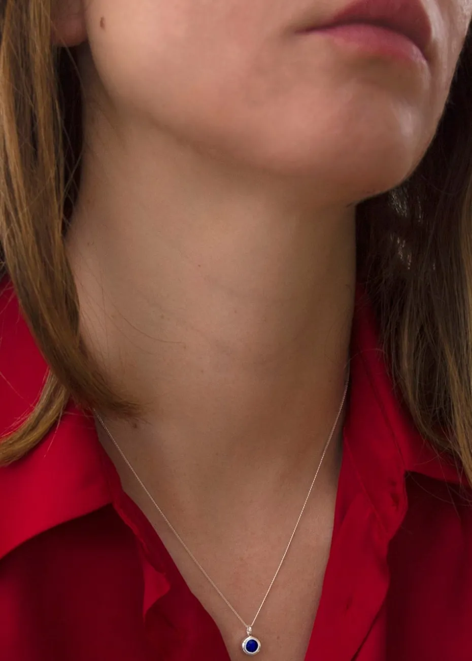 Golden Moments Sterling Silver CZ September Birthstone Necklace