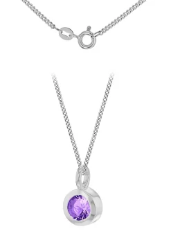 Golden Moments Sterling Silver CZ February Birthstone Necklace