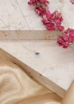 Golden Moments Sterling Silver CZ December Birthstone Necklace