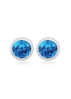 Golden Moments Sterling Silver CZ December Birthstone Stud Earrings