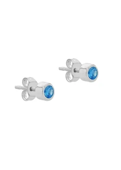 Golden Moments Sterling Silver CZ December Birthstone Stud Earrings