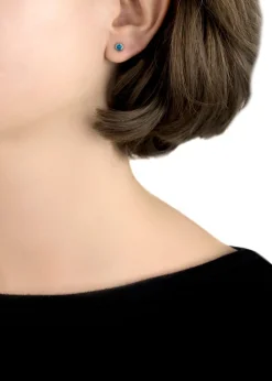 Golden Moments Sterling Silver CZ December Birthstone Stud Earrings