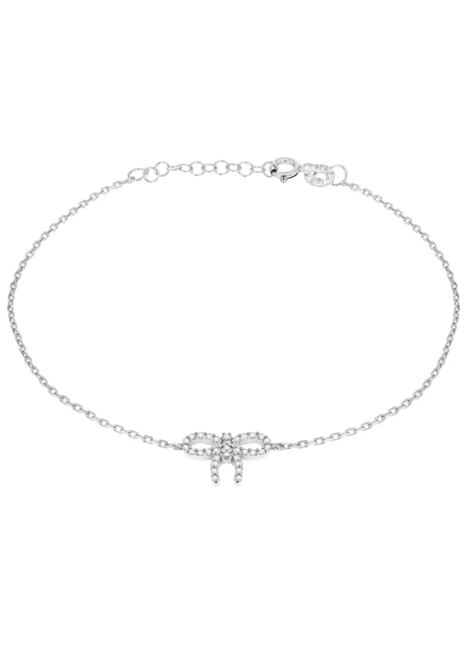 Golden Moments Sterling Silver CZ Bow Bracelet