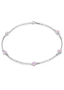 Golden Moments Sterling Silver Pink CZ Heart Bracelet