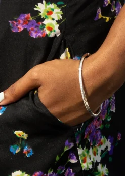 Golden Moments Sterling Silver CZ Twisted-Band Bangle