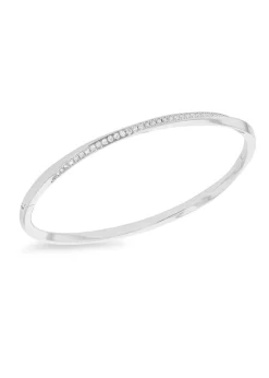 Golden Moments Sterling Silver CZ Twisted-Band Bangle