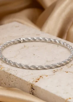 Golden Moments Sterling Silver Stardust Twist Bangle