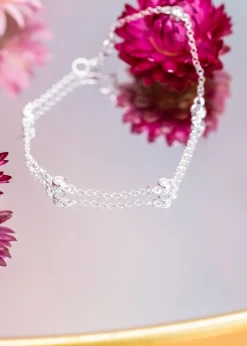 Golden Moments Sterling Silver Round CZ Station Bracelet