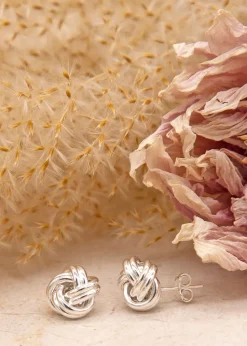 Golden Moments Sterling Silver Large Double-Knot Stud Earrings