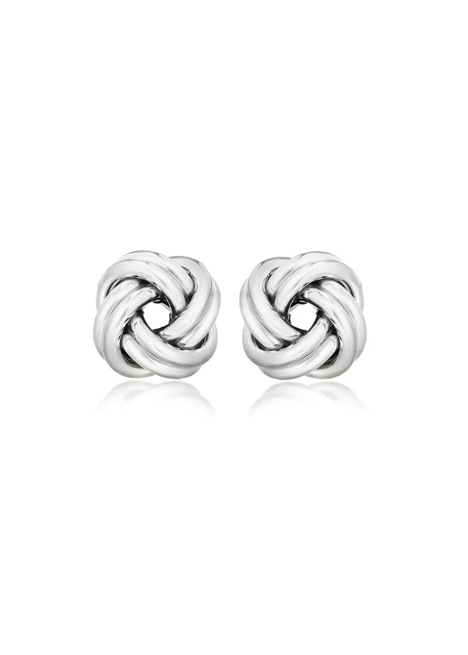 Golden Moments Sterling Silver Large Double-Knot Stud Earrings