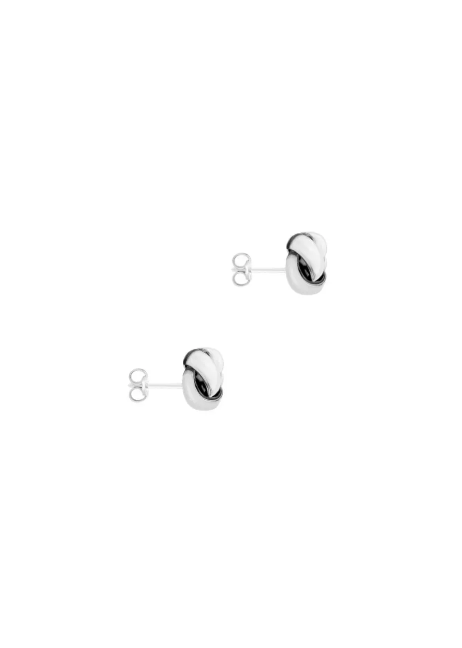 Golden Moments Sterling Silver Double-Knot Stud Earrings